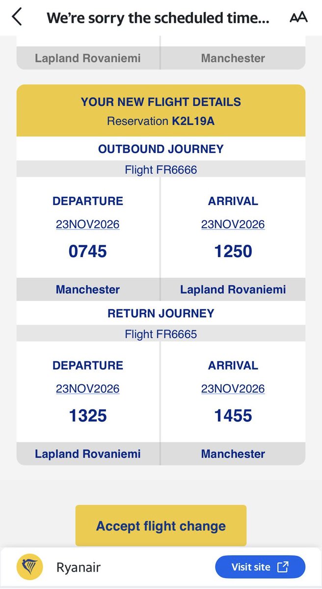 OfficialChops's tweet photo. @Ryanair just to clarify, you've cancelled my flight in November for our 3 night trip and you're expecting me to instead fly to my destination and come back on the same plane? What a shit show. https://t.co/CjSC3U8XjJ