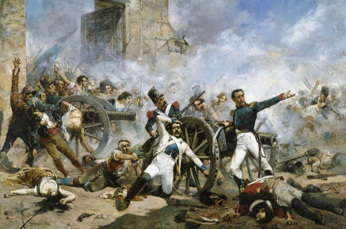 EjercitoTierra's tweet image. #Taldíacomohoy en 1808 el pueblo de #Madrid se levantó ante el invasor francés luchando heroicamente junto al #Ejército en el Parque de #Artillería de Monteleón. Páginas de gloria escritas por los madrileños y por militares como los capitanes Daoiz, Velarde y el teniente Ruiz.