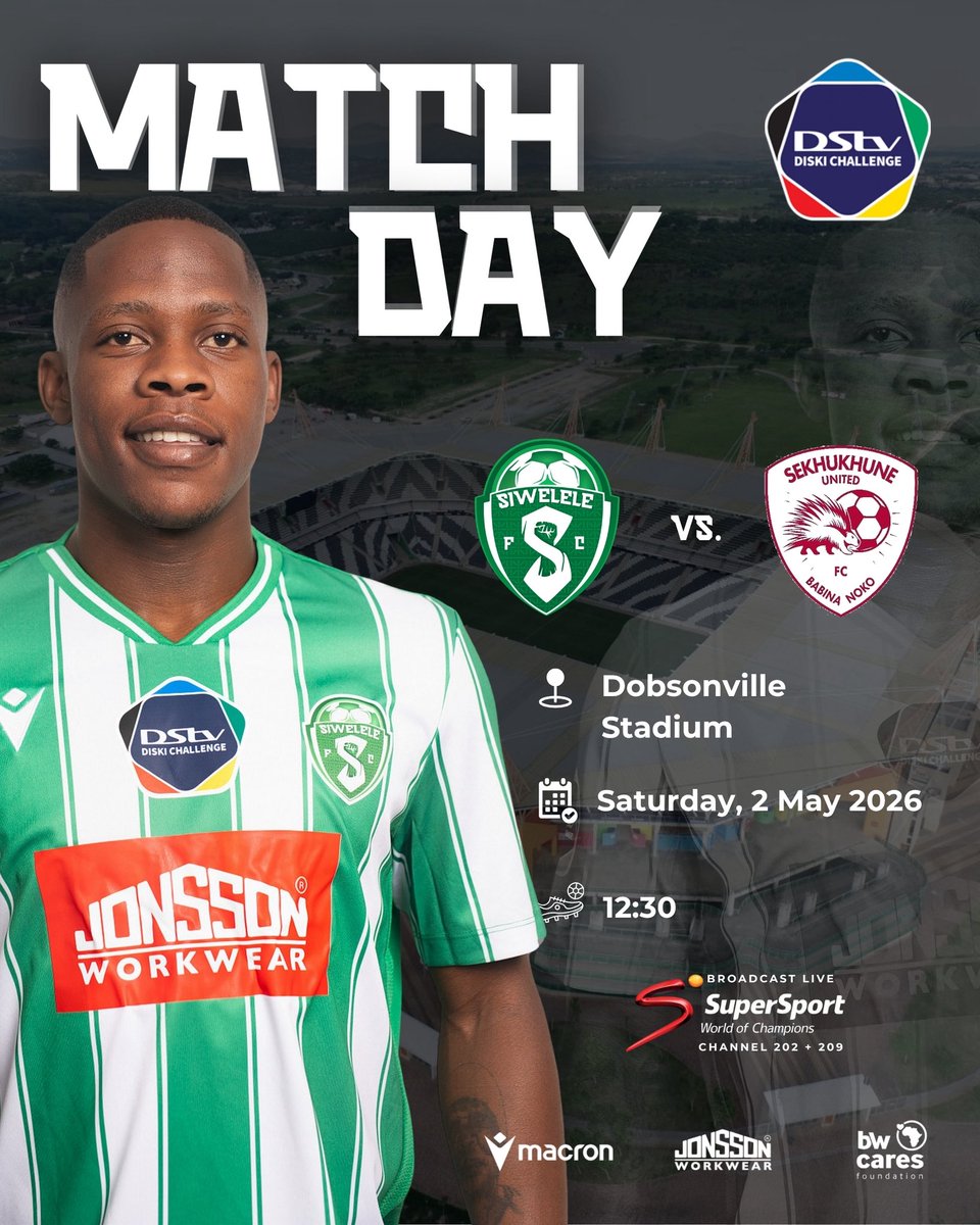 Siwelele_FC's tweet image. Match Day 💚⚽️

Siwelele FC vs Sekhukhune United FC

📍 Dobsonville Stadium
⏰ 12:30
📺 SuperSport Chanel 202 + 209 

#Siwelele #MatchDay #HelaYalo