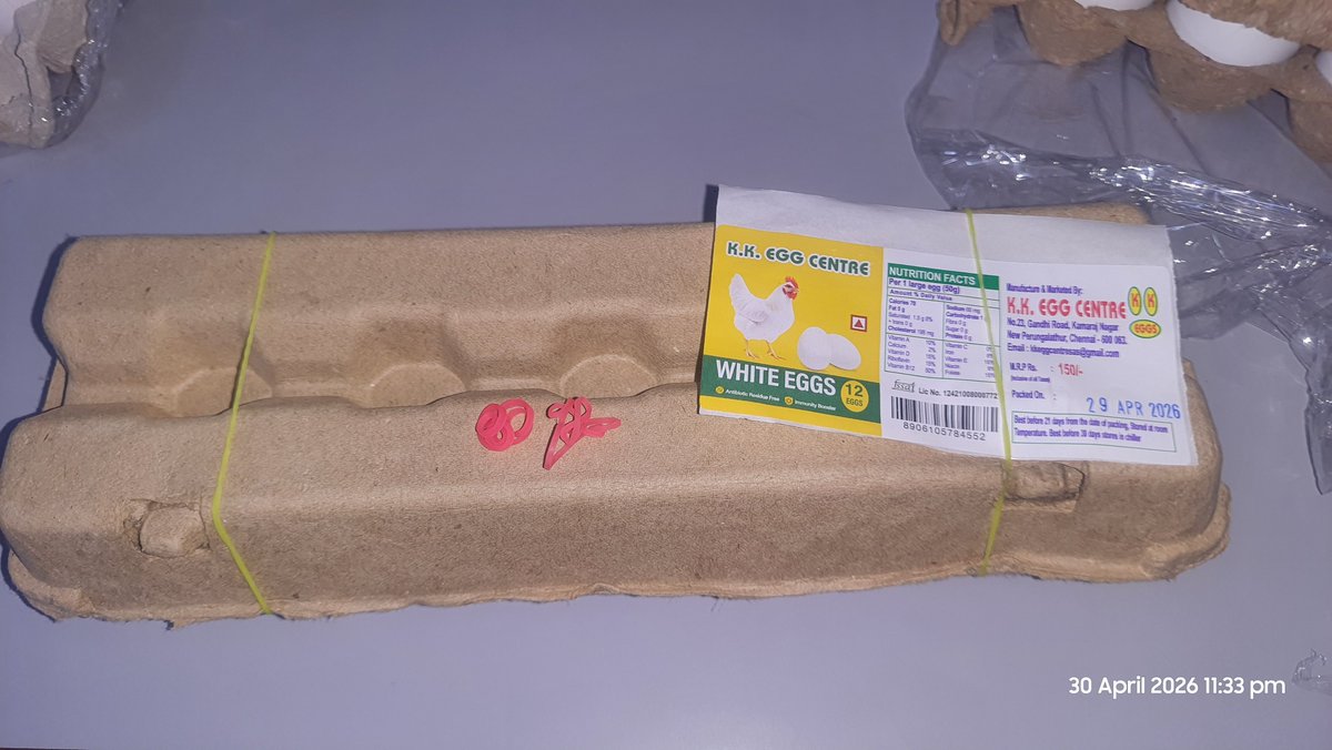 ROHANDEB97's tweet photo. Tweet 1 of 3:
Is this the standard &amp; quality we pay for? @ZeptoCares delivered a 30-pack of eggs with shattered and dehydrated pieces, plus a 12-pack secured ONLY by open rubber bands. Absolute failure in basic hygiene and quality control. #Zepto #ConsumerRights @AaditPalicha https://t.co/4EE4aMre8C