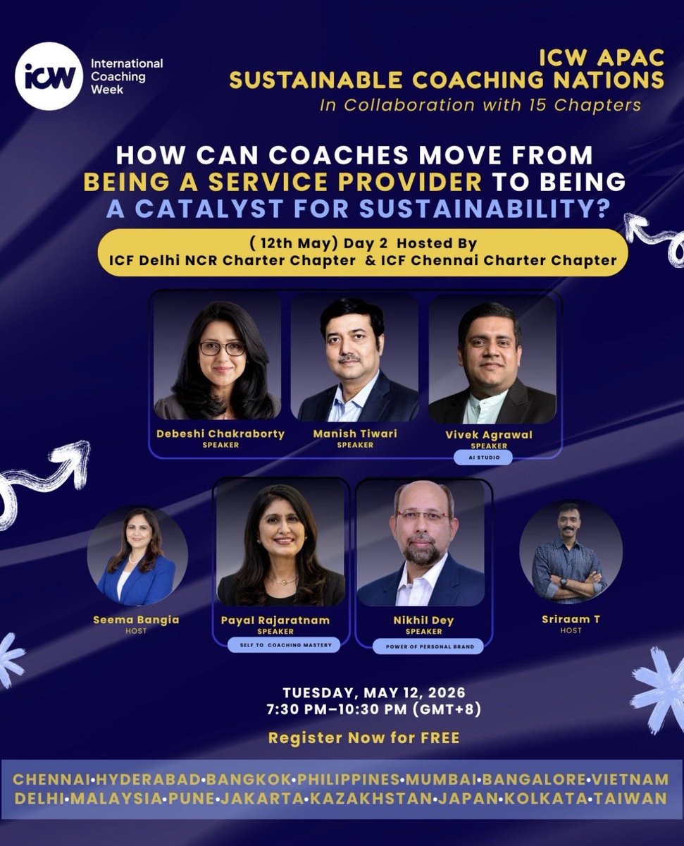 deydreaming's tweet photo. Looking forward to sharing my views on how a coach can build a personal brand that is in service of their audience. Tuesday, May 12, 2026

Click to register: https://t.co/CoXMcu60mx https://t.co/KsCyKah91H