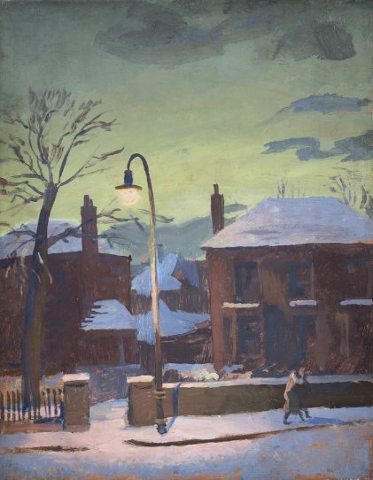 PaintingsLondon's tweet photo. 'Haverstock Hill, Streetlight at Dusk' (c.1947) by Stephen Bone

(Private Collection) https://t.co/jAS939bGLN