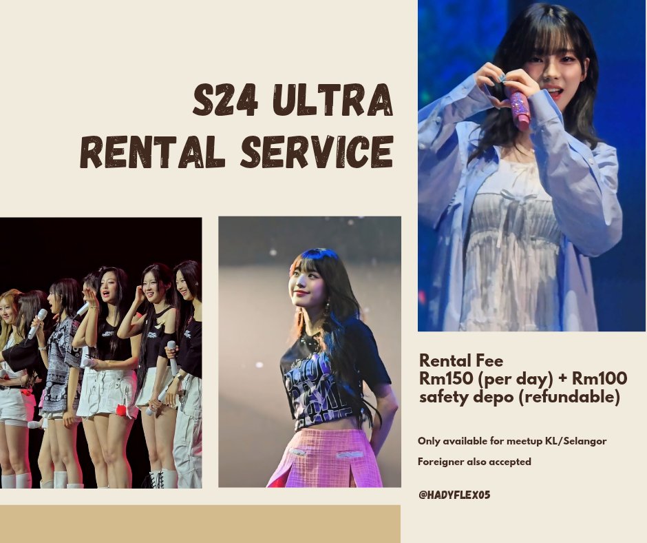 hadyflex05's tweet image. 1x S25 ULTRA
2x S24 ULTRA
2x S23 ULTRA
1x VIVO X200 ULTRA
are available for rent. budget price for all overseas concert

If interested, can DM me for details
#IOI #아이오아이 #LOOP #IOI_LOOP
#IOICONCERTTOUR_LOOP_IN_BANGKOK
