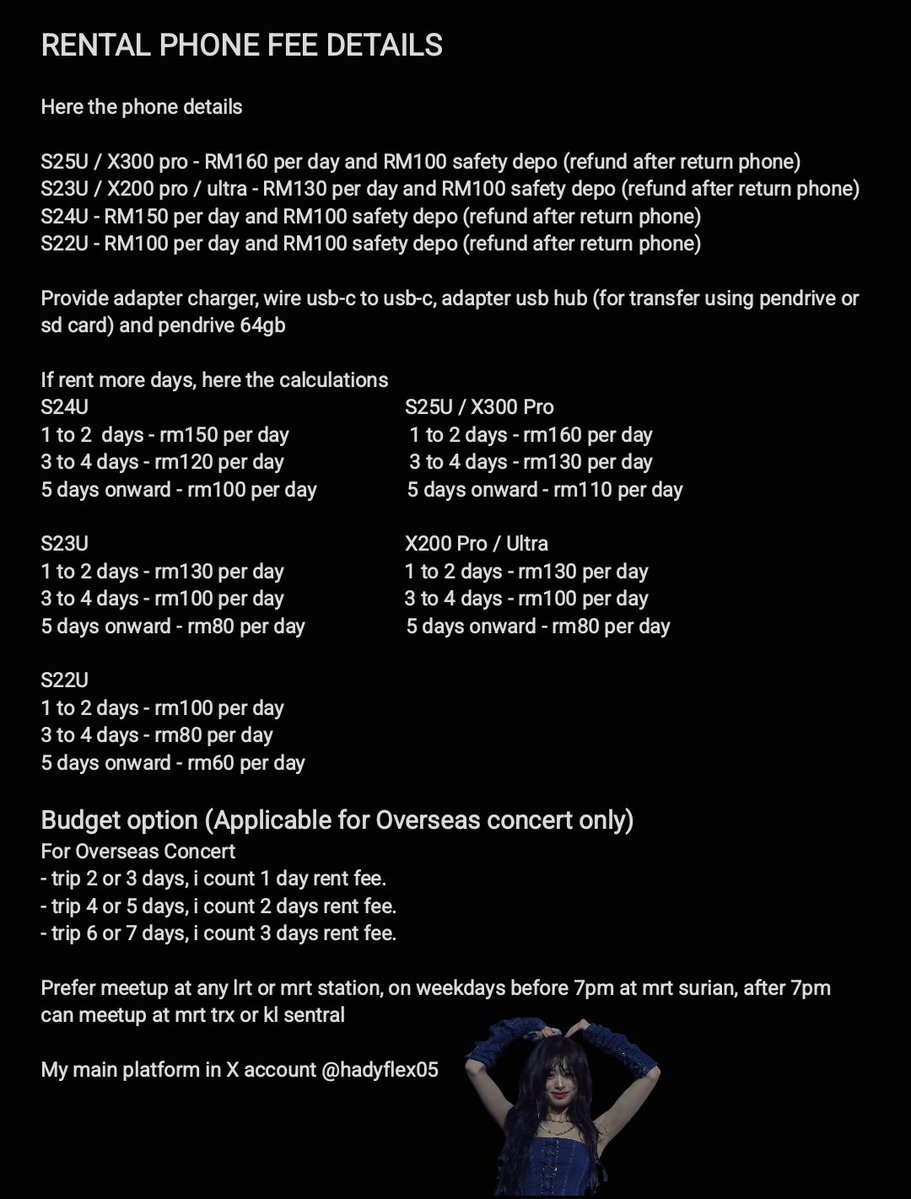 hadyflex05's tweet image. 1x S25 ULTRA
2x S24 ULTRA
2x S23 ULTRA
1x VIVO X200 ULTRA
are available for rent. budget price for all overseas concert

If interested, can DM me for details
#IOI #아이오아이 #LOOP #IOI_LOOP
#IOICONCERTTOUR_LOOP_IN_BANGKOK