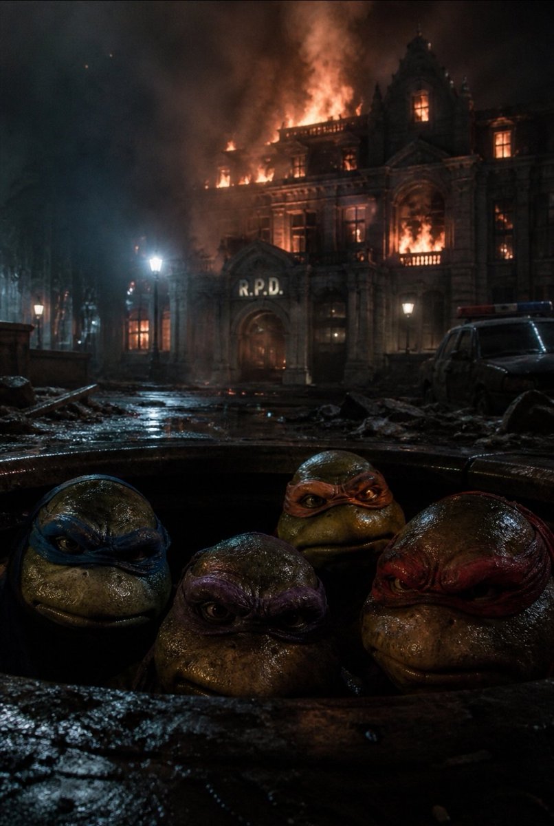 JosesAIWorld's tweet image. Raccoon City just got a lot more Cowabunga. 🍕🧟‍♂️

#TMNT #ResidentEvil #90sNostalgia #Crossover #HorrorCore