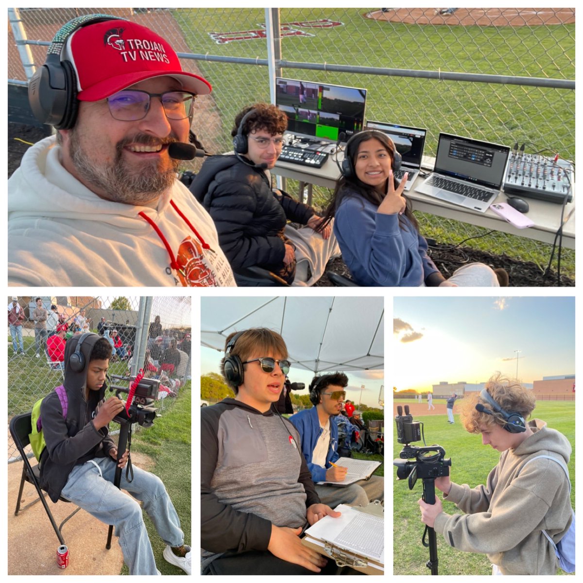 MrMerithew's tweet photo. Great job by these @TrojanTVNews Ss on the first multi camera live stream of Park Hill Trojans baseball. Welcome back to mics Coldin &amp; Dawson! The Trojans took on Park Hill South on Legacy night at the Hill. Both teams kept each other at bay, but the Panthers prevailed 2-1. https://t.co/9YNdf0flfT