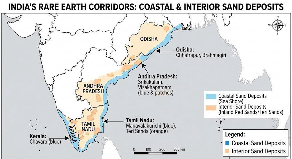 Look at Chavara on the attached map. In 1909, a German chemist named C.W. Schomberg was walking on these very beaches. He noticed a strange, shimmering black tint in the sand. Most locals thought it was just dirt. Schomberg, a man with a trained eye, realized he was standing on