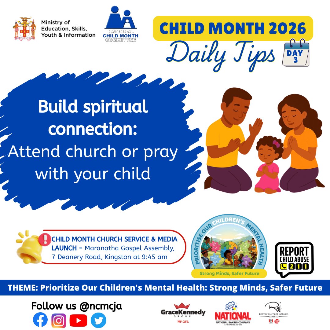 ncmcja's tweet image. The first week of Child Month is here! 🗓️

Check out our Daily Tips for Days 1–4 and start the
conversation about mental health today.

#childmonth #mentalhealth