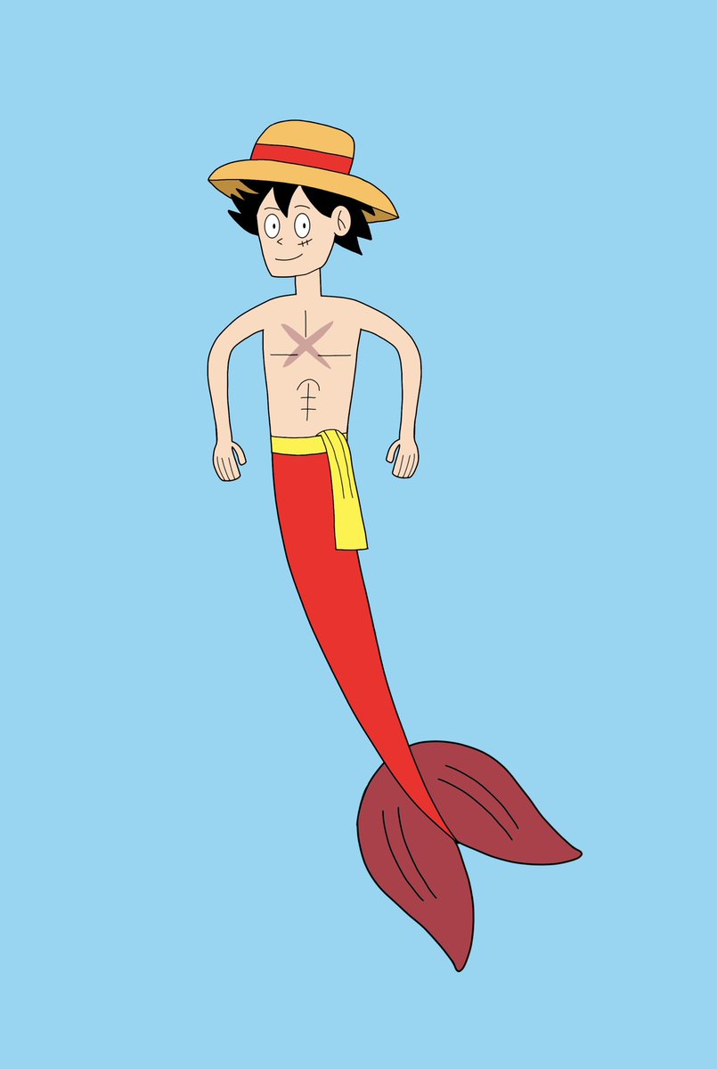 Natalie94543776's tweet image. Luffy the merman #mermay #mermaymonth #onepiece #luffy #monkeydluffy @OnePieceAnime