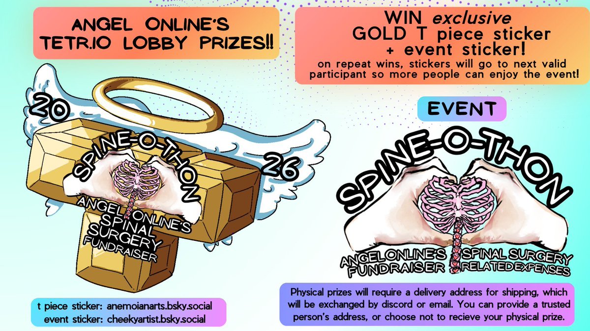 xoangelonline's tweet photo. #SPINEOTHON TETRIO LOBBY WAS A HUGE SUCCESS !!! thank you all so much for attending !! the go fund me is now at $1800 !! THANK YOU SO MUCH TO ALL WHO PARTICIPATED, WATCHED, AND DONATED ! I love you all so much ! congrats to the winners !
xo,
angel https://t.co/4AWaaPtJD5