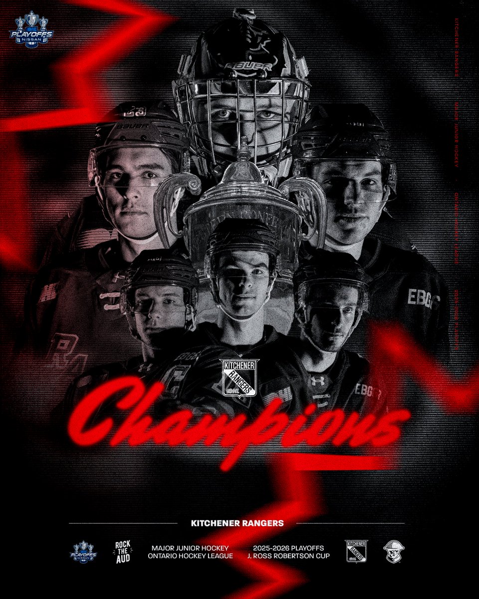 OHLRangers's tweet photo. CHAMPS OF THE WEST🏆🚨

#RockTheAud | #OHLPlayoffs https://t.co/mcJjPT79f8