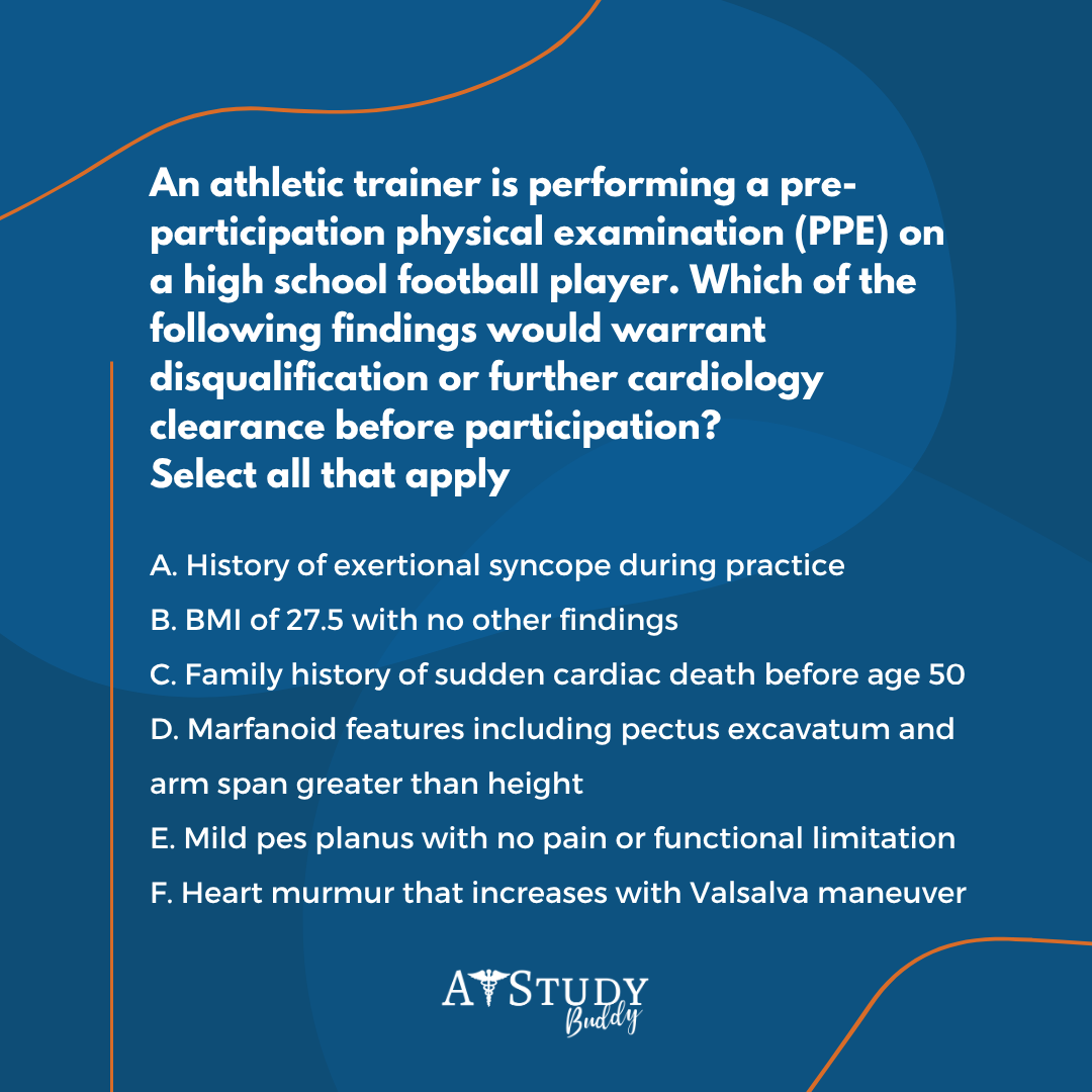 AtstudyB's tweet image. Answer: A, C, D, F

Did you get it correct?

#didyouknowthis #athletictraining #sportsmedicine