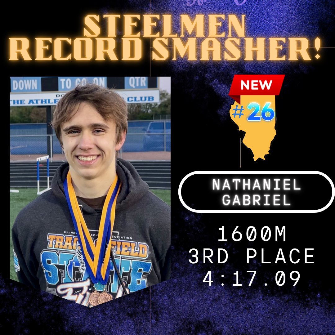 JolietCentralAD's tweet photo. Nathaniel Gabriel breaks his own outdoor record in the 1600m tonight at the Pete Struck Invite at Carl Sandburg High School! https://t.co/RYSrMrQkUZ