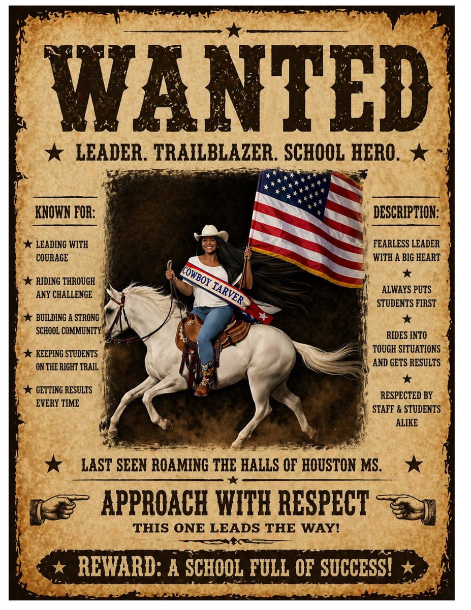 SamhoustonMS's tweet photo. Happy National Principal Day! 🎉

Today was a day full of celebration with @IrvingISD  Cowboy Tarver! 🤠 Your leadership, dedication, and heart for Houston MS make a difference every single day. We appreciate all you do for our students and staff! 💙 Houston MS loves @Ktarver2 ❤️ https://t.co/uVyikpRi9e