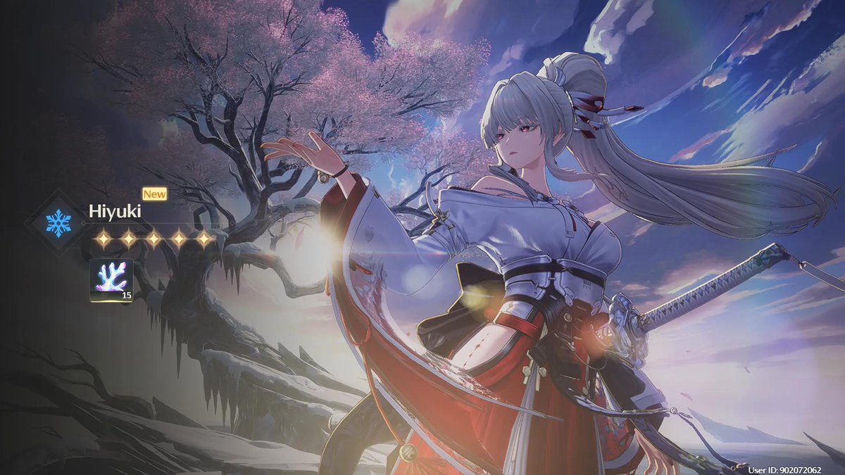 _BearChaser_'s tweet photo. Got my Hiyuki early but the weapon took me 77 pulls 😑 https://t.co/TV5bgq5YIL