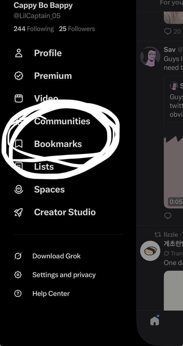 LilCaptain_05's tweet photo. @HerniaHarry55 Go to the side panel and it’s just under bookmarks ^^ https://t.co/IQzXBa13sm