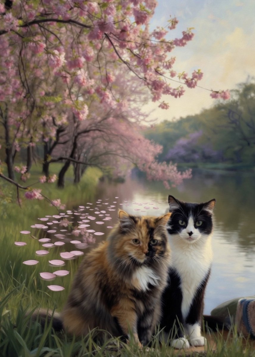 bellelauder1's tweet image. Unwind by the pond, enjoying the sakura blossoms on the weekend🌺🌸🐈😍 #CatsAndPeace 
#cat #catlovers