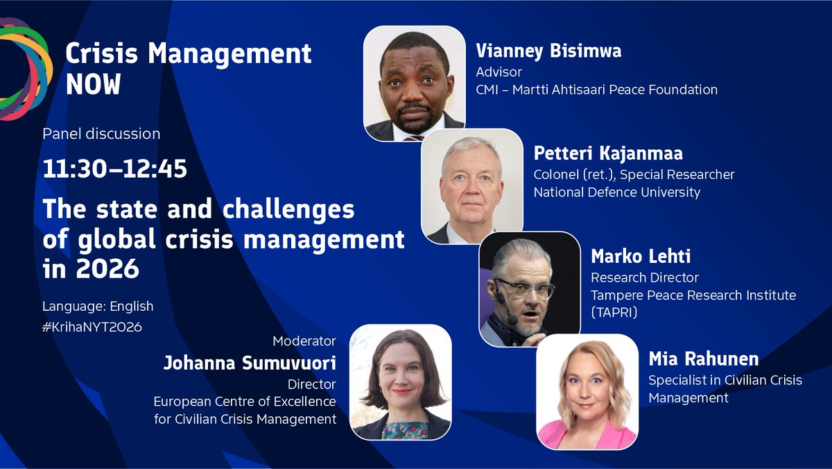 FinEmbMy's tweet photo. Join us for Crisis Management NOW on 5 May!

📍 Online / University of Helsinki
📅 9:00-16:15 EEST
🎟️ Open and free of charge
➡️ https://t.co/JhiFZGTYm6

#KrihaNYT2026 https://t.co/LOY1vsOoyT