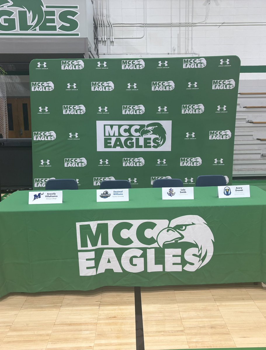 MCCEaglesWSOC's tweet photo. Yesterday as we got to celebrate these 4 Lady Eagles at our MCC Athletics Signing Ceremony! Congratulations ladies and we wish you nothing but the best! Once an 🦅 always an 🦅 

Deaireal Williams- Faulkner Uni.
Avery Dronet- USSU
Aracely Villafranca- Millsaps 
Lola Smith- LSUS https://t.co/GpoJ7MO1CF
