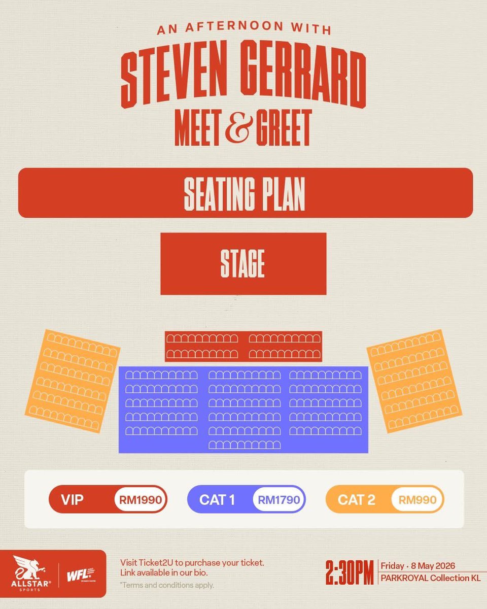 Liverpool came to Malaysia in 2011 &amp; 2015.
Unfortunately, Stevie missed 2011 trip due to injury &amp; in 2015 he had just left Liverpool on that particular summer.

Now, he’s finally coming to KL for the 1st time &amp; AllStar Sports decides to cash in on the wait.