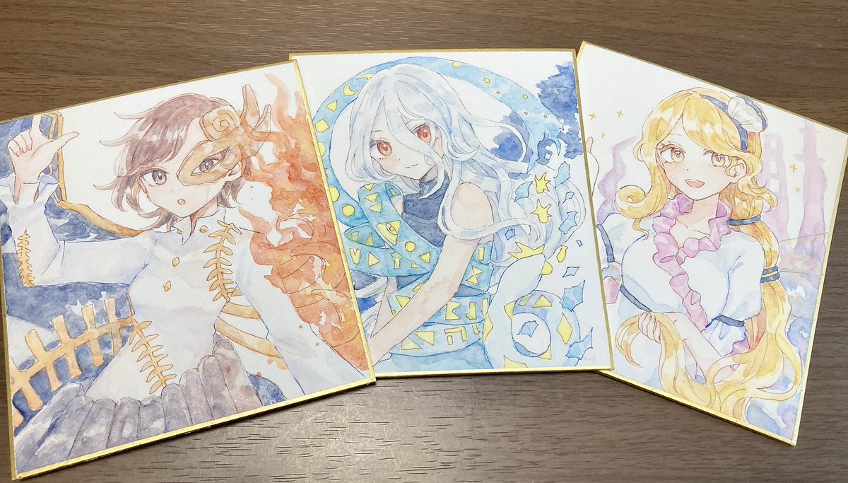 「錦上京の子たち色紙 きらきら絵の具を使ったよ」|もずくず🐘例大祭う34bのイラスト