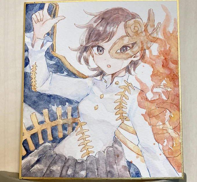 錦上京の子たち色紙 きらきら絵の具を使ったよ