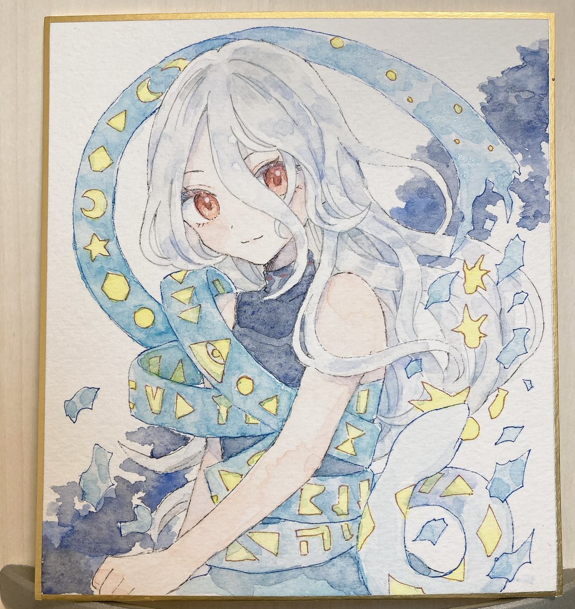 「錦上京の子たち色紙 きらきら絵の具を使ったよ」|もずくず🐘例大祭う34bのイラスト