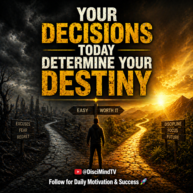 DisciMindTV's tweet image. Your Decisions Today Are Creating Your Destiny.
Which path are your choices leading you toward right now?
#ChooseWisely #CreateYourFuture #DestinyStartsNow
