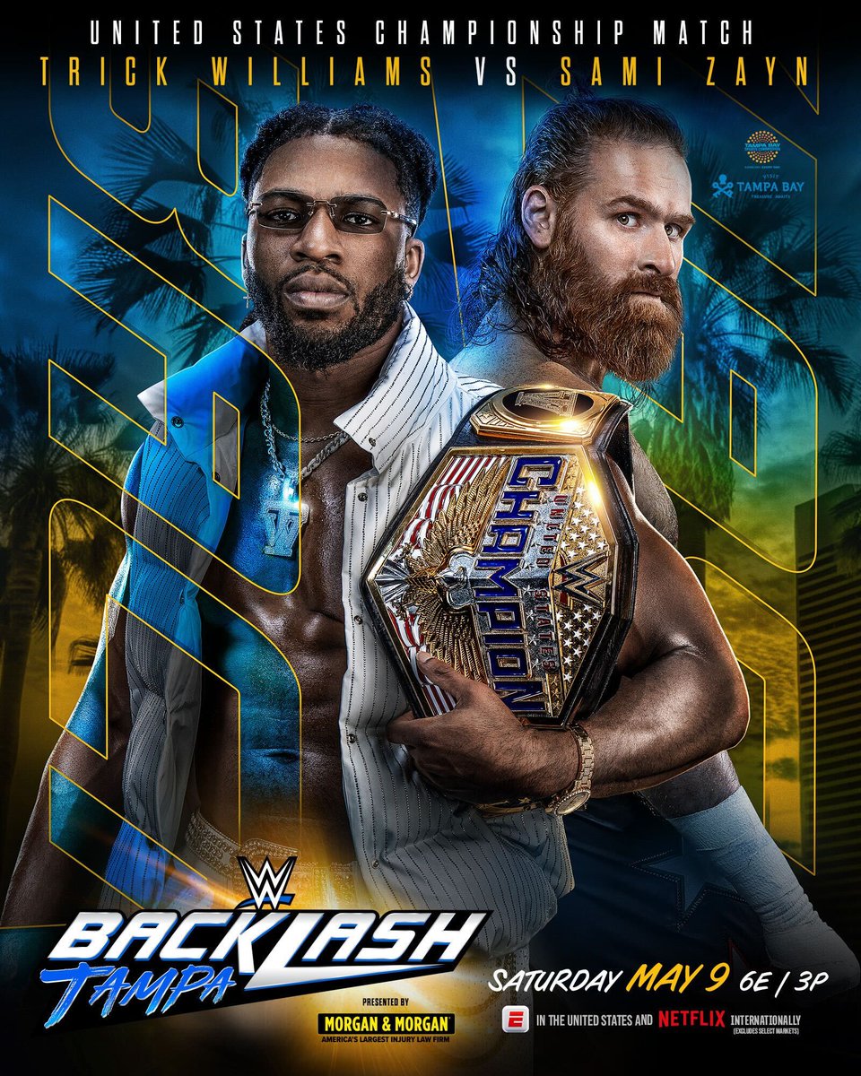 WWE's tweet image. .@_trickwilliams defends the United States Championship against @SamiZayn NEXT SATURDAY at #WWEBacklash!