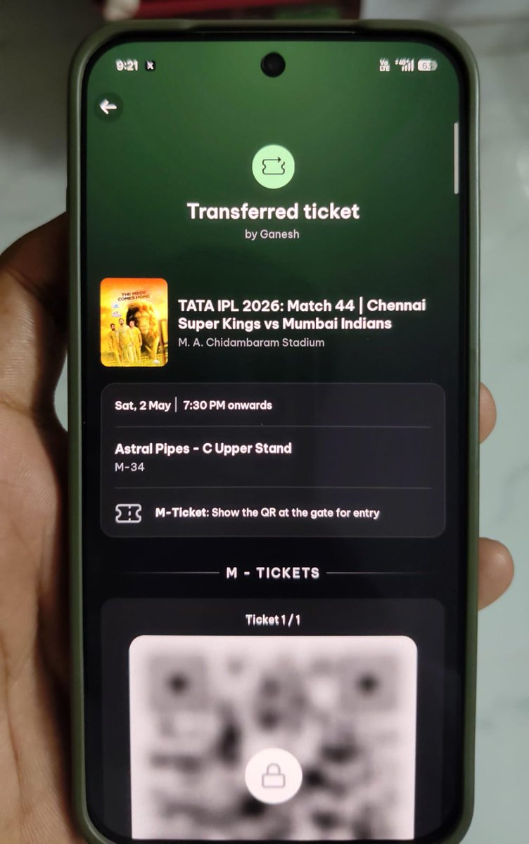 BmwGugan's tweet image. C upper 1 ticket available for today's match CSK vs MI
MRP Price 
Interested DM
#csk #MI #IPL