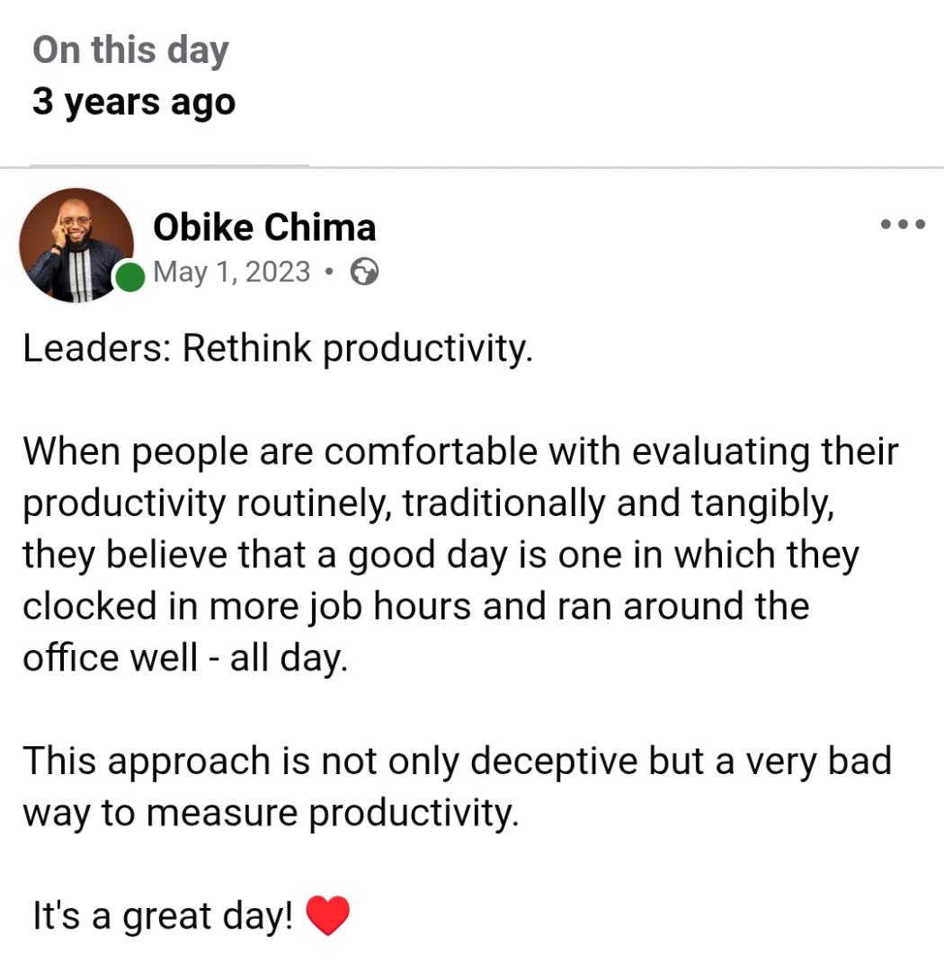 ObikeChima's tweet photo. A Better Way to Approach Productivity. 😊

🌞 https://t.co/MhNkglvsE1