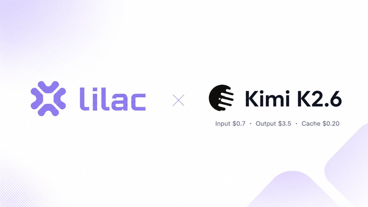 LilacML's tweet photo. We've just launched Kimi K2.6: Come try it at https://t.co/SIT3xkZBje ! https://t.co/dvvSFysGKR