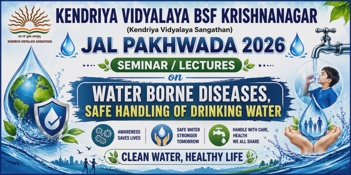 KKrishnanagar's tweet image. Activity-6: Seminar/ lectures on Water Borne diseases, safe handling of drinking water so that they practice proper hand and oral hygiene
@KVS_HQ 
@kvsrokolkata 
@EduMinOfIndia 
#JalPakhwada #KVS #MissionLiFE #NEP2020