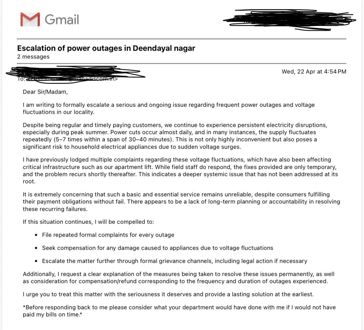 TheWaghZone's tweet photo. @MSEDCL Look at the below complaint email I have done https://t.co/gCbPICuzdd