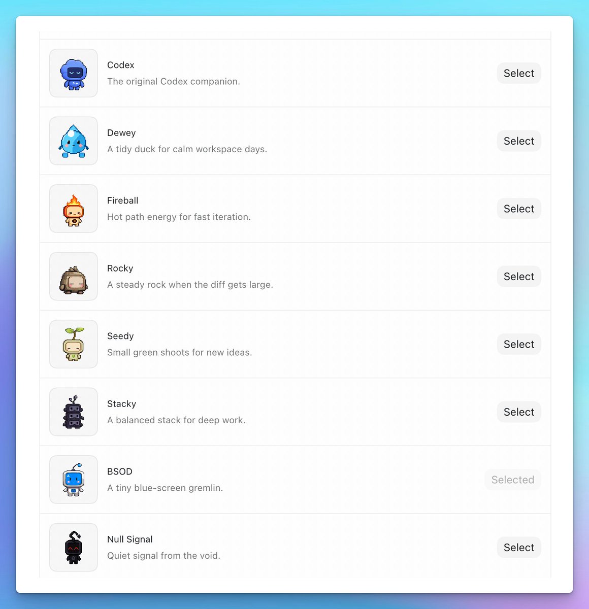 DanielHJiang's tweet photo. Codex just dropped a “pet” feature 🐾
8 different styles to choose from — and yeah, they’re actually pretty cute. https://t.co/Nc8x0XZU86