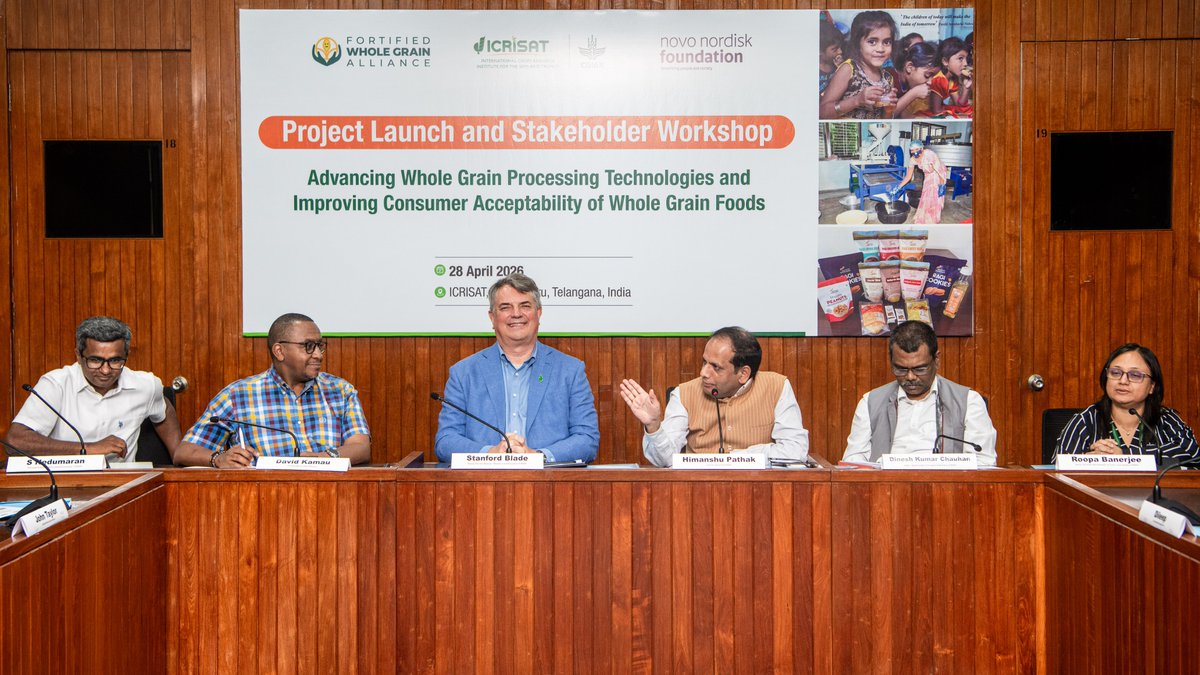 ICRISAT's tweet image. #News #PressRelease

ICRISAT organizes NNF–FWGA Project Inception and Stakeholder Workshop

ICRISAT in partnership with the Fortified Whole Grain Alliance (FWGA), convened the Project Inception for ‘Advancing whole grain processing technologies and improving consumer