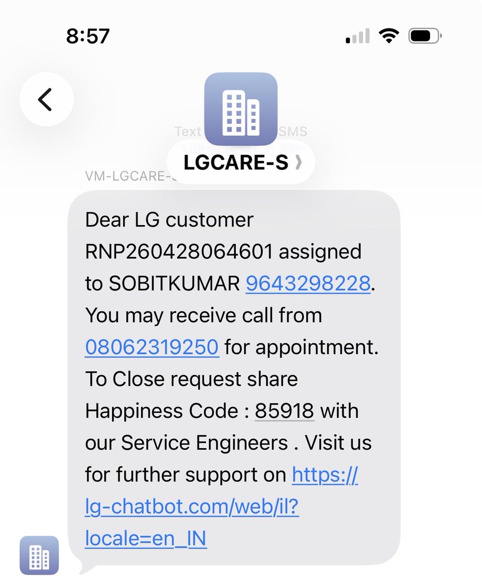 omtiwari23's tweet photo. @LGIndia I raised a request to repair my newly purchased LG 1.5 ton 5 star AC on 26th march and after multiple follow up still waiting a call from your Field engineer and Customer Support, worst after sales service. I regret my decision of trusting your brand.
#Worstservice https://t.co/x14dN4HCxZ