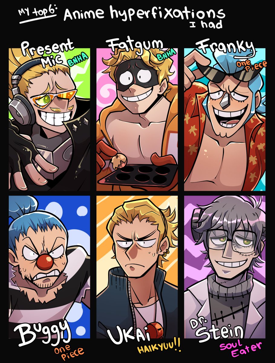 _frammu's tweet photo. my fav. husbandos #onepiece #bnha #presentmic #souleater #haikyuu https://t.co/D34n3Fhw9W