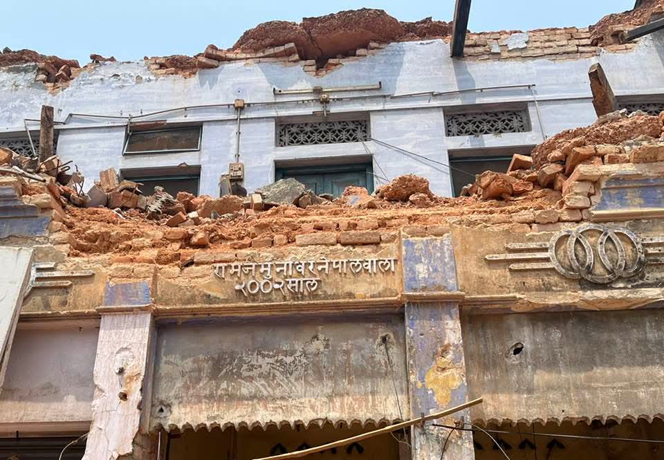 Ales7andro's tweet photo. "If the only tool you have is a hammer, you tend to see every problem as a nail". 
@ShahBalen
(Ps- Our Pm is Structural Engineer by Profession and this is the way he is preserving history by bulldozing it in the name of road expansion)
#ghanti #balen #nepal https://t.co/x6cHVja4HO