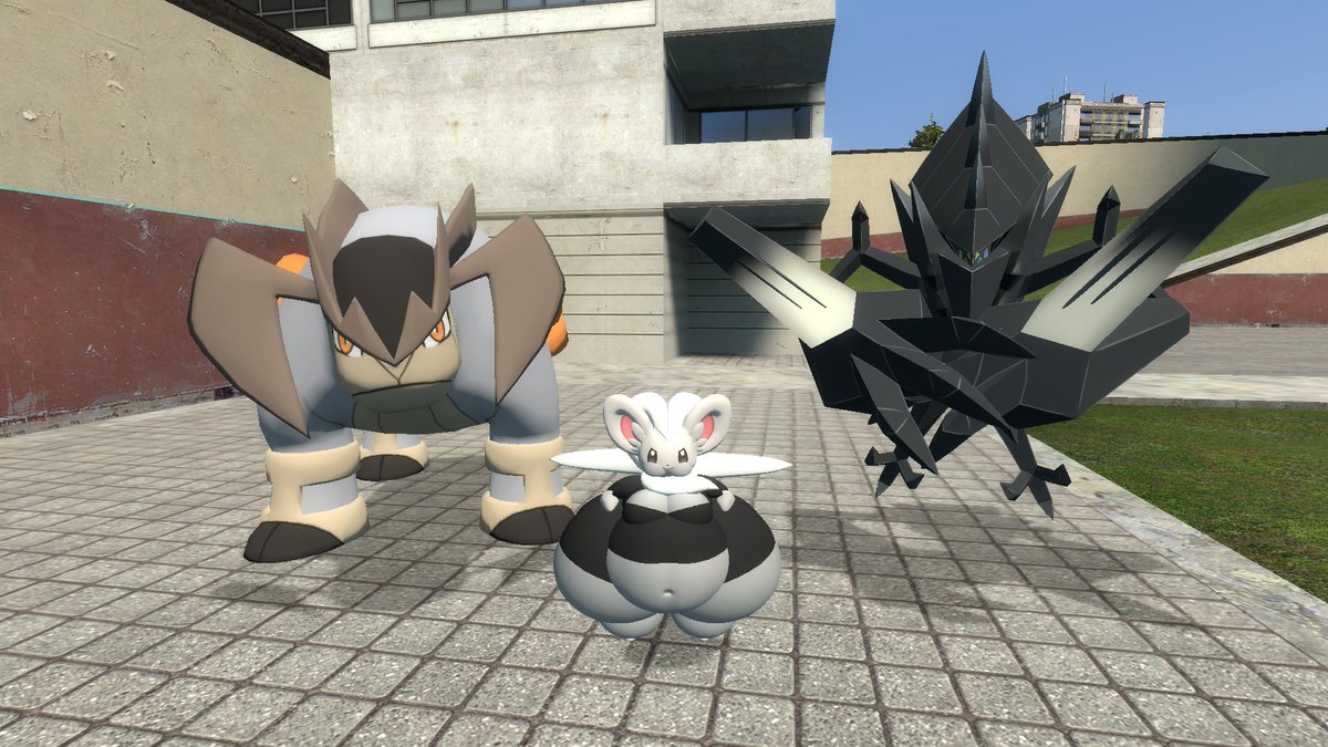 braphead420's tweet photo. Clarabelle and her twin chuds of doom

(note: The terrakion is usally a buff anthro with a musclegut but I can't make that in pac3) https://t.co/PiYlX8yAdS