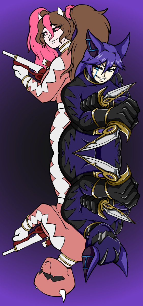bluemusashi's tweet photo. What time is it bitches!?! It’s MORPHIN 

TIME!! Me and this gal @briarsaurus are 

ready to save the world!! 💜🩷

Big thanks to @Punished_Kain for an amazing art!! https://t.co/uAuD1PbzHO