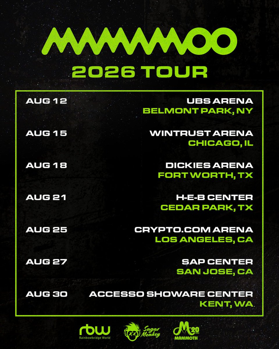 MAMAMOO announces their 2026 tour in the US.