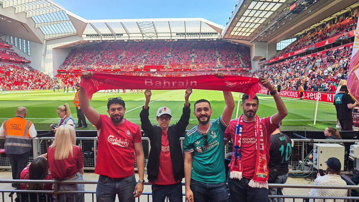 olscbahrain's tweet photo. �🏟️ رحلة أنفيلد 2026 – رابطة مشجعي ليفربول البحرين الرسمية

خلال الفترة 24–27 أبريل 2026، عاش أعضاء الرابطة تجربة لا تُنسى في أنفيلد ✈️

👥 الأعضاء المشاركون:
عبدالرحمن إبراهيم
محمد لطف الله (بدلاً من عبدالرحمن جناحي)

🔥 نتيجة المباراة: ليفربول 3-1 كريستال بالاس https://t.co/RQ9OnNy2pp