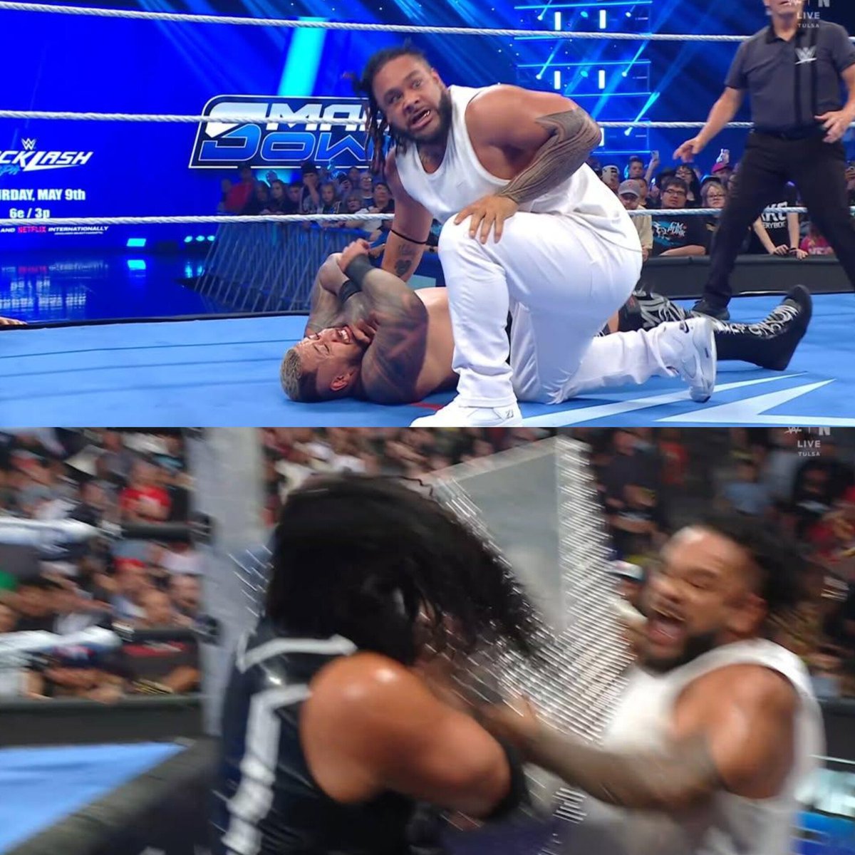 PanaiSunad97219's tweet image. THE USOS vs SOLO SIKOA &amp;amp; TALLA TONGA MATCH ENDED IN DQ ( JACOB FATU ATTACKED BOTH SOLO &amp;amp; TALLA ) 💥 | SMACKDOWN 2026 MAY 01 🔥

#SmackDown #FridayNightSmackDown #WWE