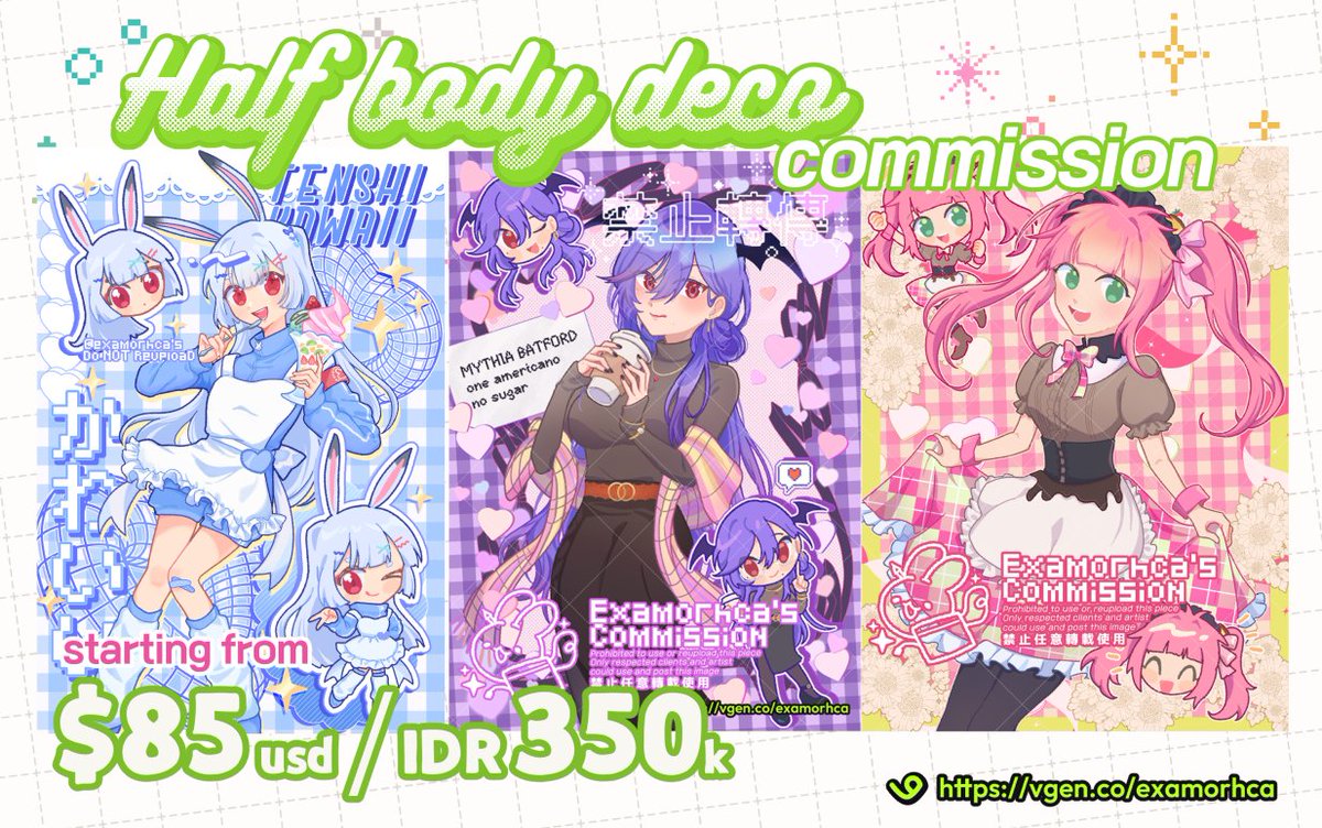 examorhca's tweet photo. Hi~ Im open for May batch cmsn!!
◆ Please read my ToS beforehand
◆ Contact me from my VGen or alternatively to my email or discord (🔗 below)

Sharing are very appreciated! thank you~
#artidn #vgenopen https://t.co/yLs4vgeWAb
