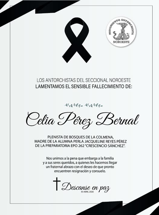 AntorchaNoro's tweet image. #FelizViernes 
Hoy despedimos con profundo pesar a Celia Pérez Bernal, mujer trabajadora que, como miles en nuestro país, entregó su vida al esfuerzo diario para sostener a su familia y contribuir al desarrollo de su comunidad en Bosques de la Colmena.
facebook.com/AntorchaNoroes…