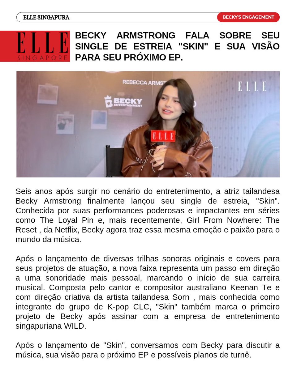 engagementbecky's tweet photo. Artigo Elle Singapura ✎ᝰ
"Becky Armstrong fala sobre seu single de estreia "Skin" e sua visão para seu próximo EP."
Leia e Compartilhe:
🔗 https://t.co/EuuJLgCERV
#SkinOutNow #SkinRebeccaArmstrong
#beckysangels #BeckyArmstrong #BeckyEntertainment #augustman https://t.co/Edkf6aA7m7