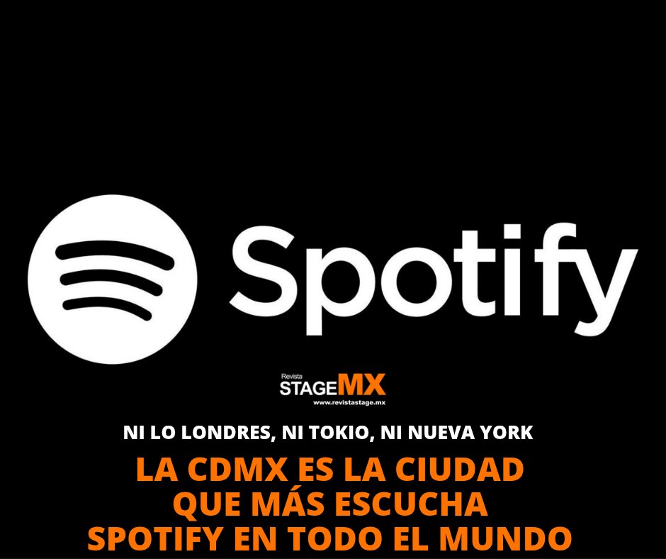 Revista_StageMX's tweet photo. Ni Londres, ni Tokio, ni Nueva York, la Ciudad de México es la ciudad que más escucha Spotify en el mundo! 😍🤩😍
¿Cuántas horas al día escuchas música o podcast en la plataforma?
#CDMX #Spotify #MusicCapital #OrgulloChilango #StreamingGenius https://t.co/rm5hAMtNVF