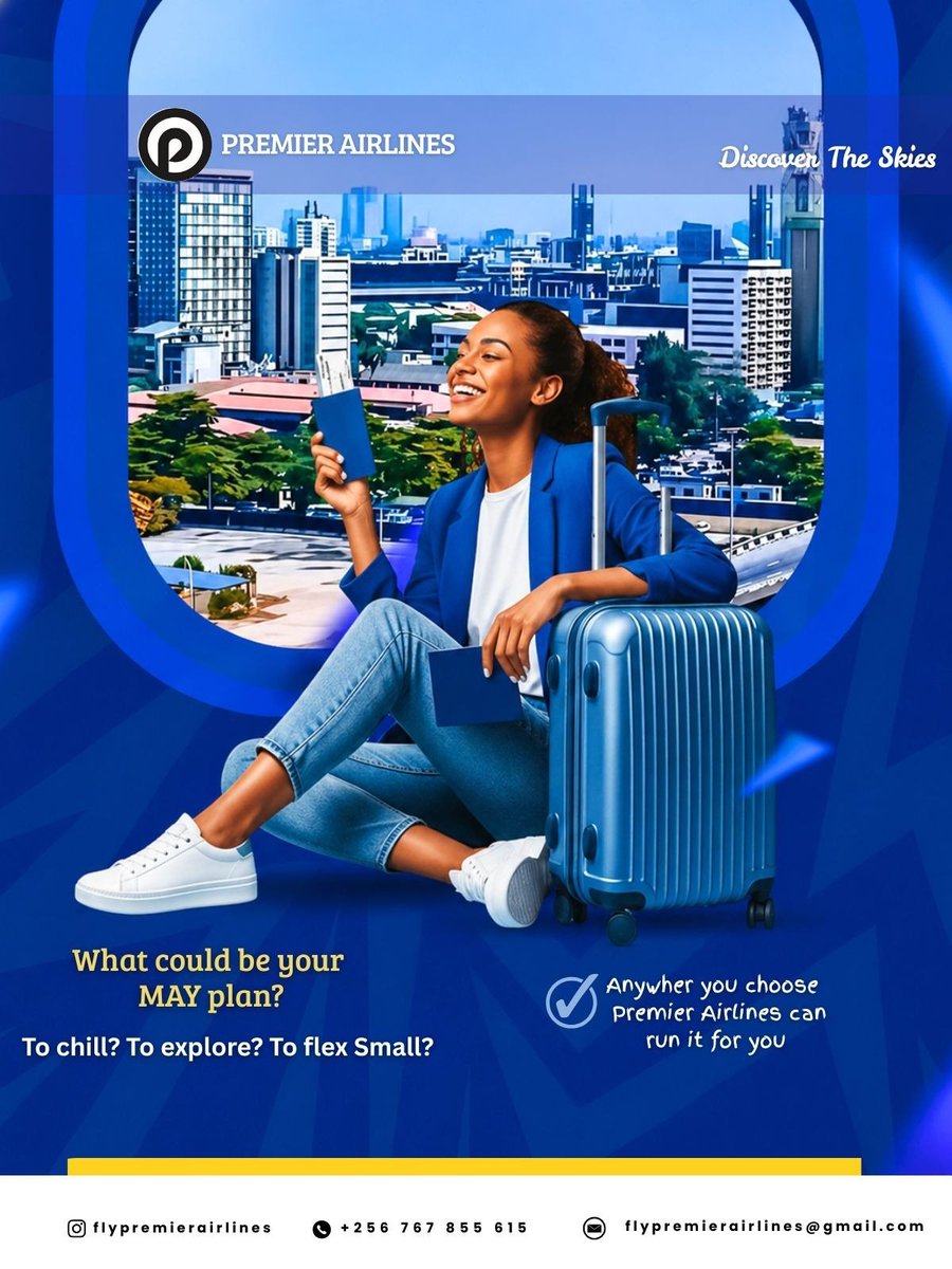 flypremierug's tweet photo. New month, new destinations ✈️🌍
This May, don’t just make plans make memories.
Whether it’s a chill escape, an adventure, or a soft life flex, we’ve got your journey covered.
Anywhere you choose, we’ll take you there in style. 💼💙
#DiscoverTheSkies #MayPlans #FlyPremier https://t.co/ZZoRiioXiI