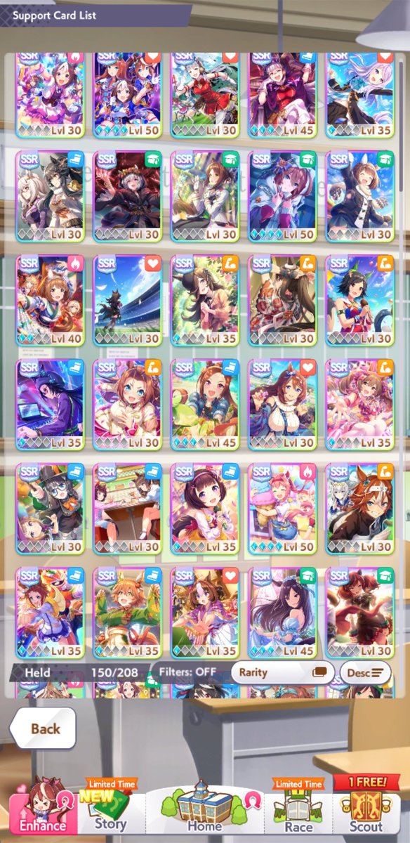 kamitoshi0503's tweet photo. Can anyone help me with my supports? I want to have better horses but I have no clue what supports are best (esp for agnes tachyon and rice shower, but others in general too) #umamusume #ウマ娘 https://t.co/tRlTIBArBD